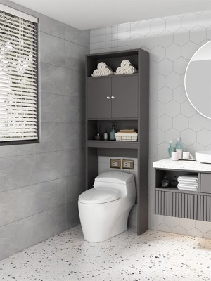 Storage Cabinet Over Toilet With 1 Open Shelf, White - ModernLuxe