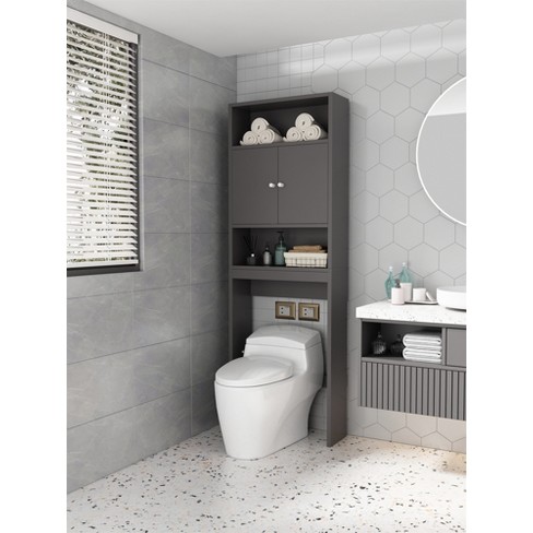 Tall Bathroom Cabinet With 3 Drawers And Adjustable Shelves, Gray -  Modernluxe : Target