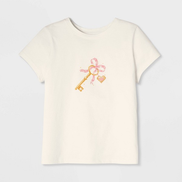 Playera de manga corta 100% algodón con estampado 'Key' para niña - Cat & Jack™ Crema 2