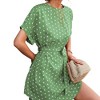 Anna-Kaci Women's Short Sleeve Polka Dot Mini Dress with Waist Tie Belt and Relaxed Fit - 3 of 4