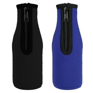 Unique Bargains Cooler Insulator Collapsible Neoprene Beer Bottle Sleeves Covers with Zipper 2 Pcs - 1 of 4