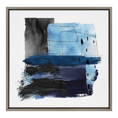 Kate and Laurel Sylvie Abstract Watercolor Block 2 Framed Canvas by Nikki Chu