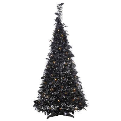 Sterling 4-Foot High Pop Up Pre-Lit Black Pine Tree with 100 Warm White Lights