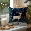 Lomsoe 1pc Christmas Cushion Cover - Elegant White Reindeer with Golden Bells, Navy Blue Snowflake & Pine Tree Winter Wonderland for Sofa, Bed, Chair - 2 of 4