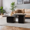 Vynxaria Vintage Fashion Style Square Coffee Table Set of 2 - Wood Grain Finish, Black, for Living Room/Office/Dining Room - 2 of 4