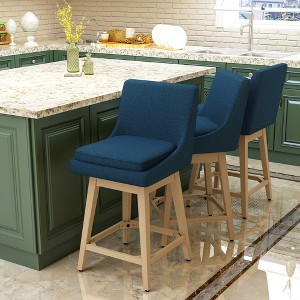 Dyonery Counter Height Swivel Barstool, 26.8" H Seat Height Modern Faux Leather Bar Stool with Back Upholstered Solid Wood Legs Barstools Set of 2 - 1 of 4