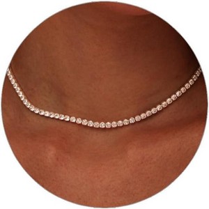 Butterfly Tennis Choker Necklace for Women, 14K Gold Plated 3mm Zirconia Chain - 1 of 4