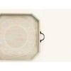 HomeRoots Set Of Two Gray and White Octagon Solid Wood Paisley Handmade Serving Tray With Handles - 4 of 4