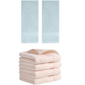 REGALWOVEN Solid Striped Cotton Soft Absorbent Hand Towels for Bath Hotel Spa 13" x 29" - 1 of 4