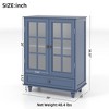Angel Sar Small Display Cabinet with Glass Doors and Drawer, Curio Cabinet for Dining Room, Living Room, or Entryway, Blue - 3 of 4