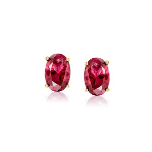 Pure Collection by Ross-Simons 0.70 ct. t.w. Oval Lab-Grown Ruby Stud Earrings in 18kt Gold Vermeil - 1 of 4