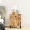 vidaXL Cabinet Accent Nightstand End Table with Storage Drawer Solid Wood - Light Wood - 2 of 4