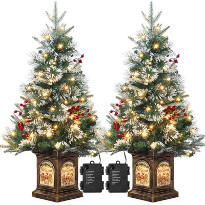 Jojoka 3ft Pre-Lit Artificial Christmas Tree, Features Led Lights, Realistic Spruce Design Options for Indoor/Outdoor Decor & Easy Display