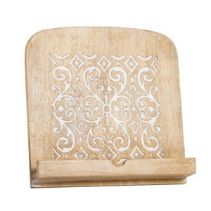 VIP Wood 10 in. Brown Display Stand with Swirl Design Cutouts - 1 of 3