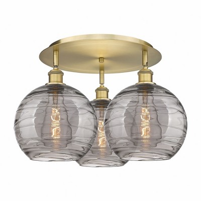 Athens Deco Swirl - 3 Light Flush Mount In Industrial Style-12.63 Inches Tall and 21.75 Inches Wide