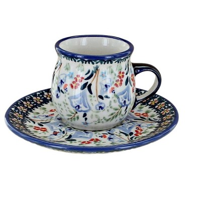 Blue Rose Polish Pottery F035 Manufaktura Espresso Cup & Saucer