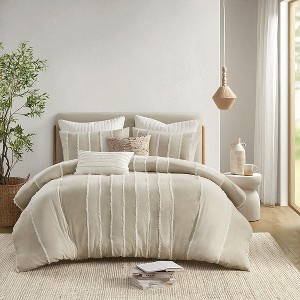 King/Cal King 3 Piece Striped Cotton Duvet Cover Set - 1 of 1
