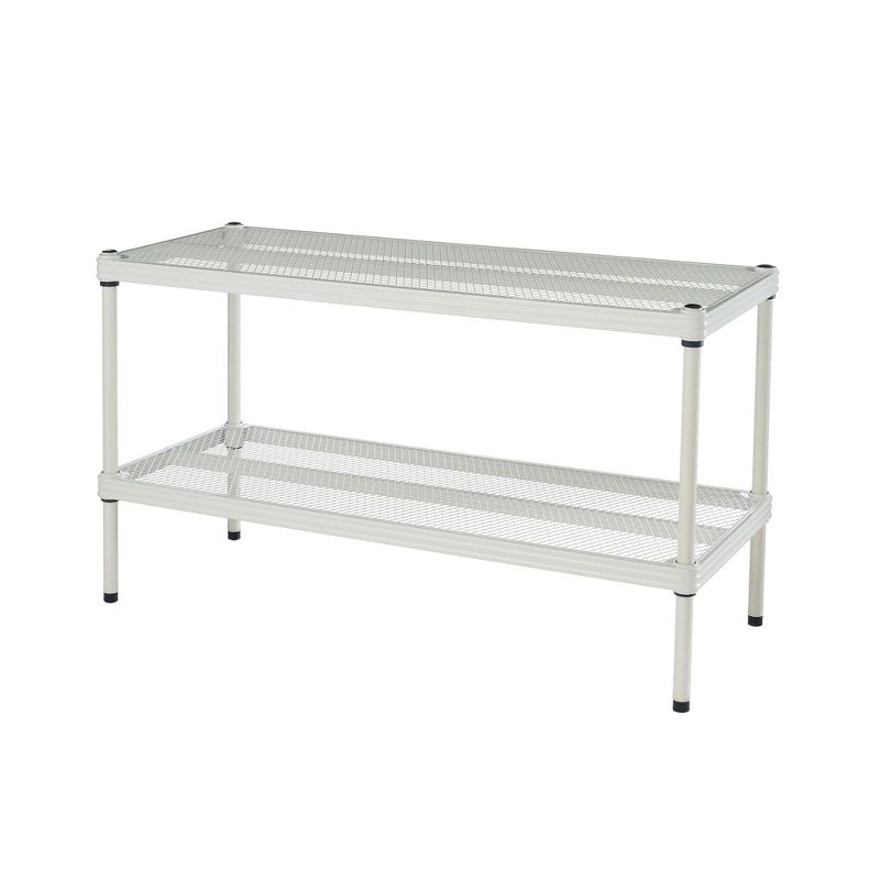 Design Ideas MeshWorks 2 Tier Full-Size Metal Storage Shelving Unit Rack for Kitchen, Office, and Garage Organization, 31” x 13” x 17.5,” White, 1 of 7