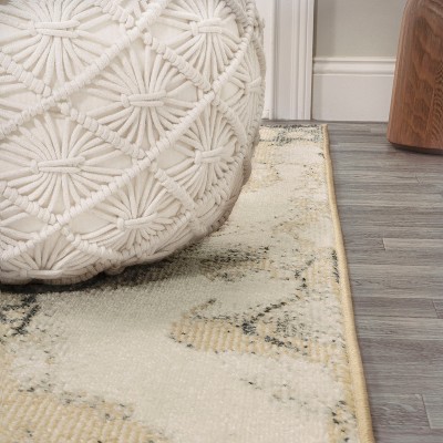 Gold and Gray Abstract Flat Woven Reversible Rug, 3 x 5