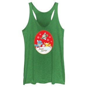 Women's Pokemon Christmas Happy Holidays Patch Racerback Tank Top - 1 of 4