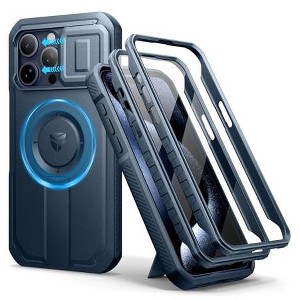 Dexnor for iPhone 15 Pro Max Case with Slide Camera Cover&Adjustable Kickstand&Built-in Screen Protector, Magnetic Rugged Shockproof Cases - 1 of 1