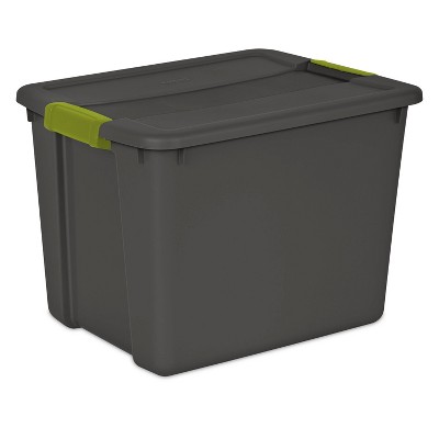 Sterilite 12gal Latch Tote Gray with Green Latches