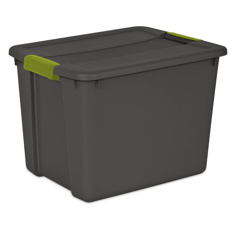 Sterilite 12gal Latch Tote Gray with Green Latches, 1 of 8