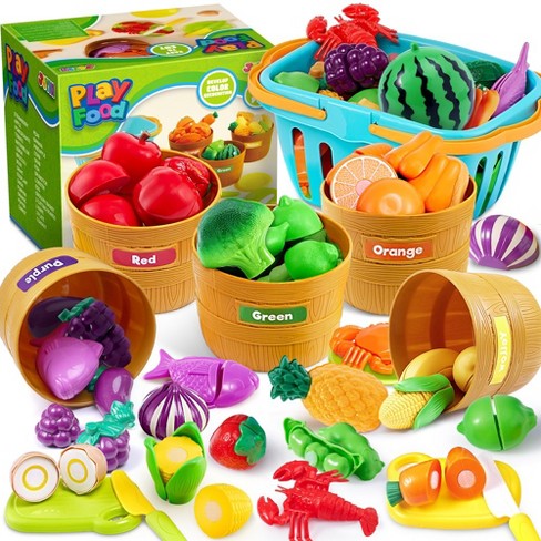 Syncfun Play Food Set For Kids Kitchen Color Sorting Toy Food For Boys Girls Learning Toys Pretend Play Fake Food Toy For Toddlers Target