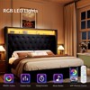 LED Bed Frame,Charging Station and Storage Upholstered Headboard,Velvet. - 4 of 4