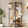 Corner Coat Rack With Shoe Bench and 6 Double Hooks, Corner Hall Tree - Clothes Rack With Storage Hall Tree With Organizer Shelf - 2 of 4