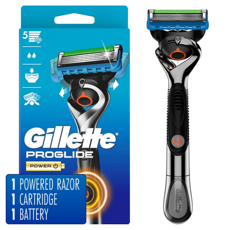 Gillette ProGlide Power Razor for Men - 1 Gillette Power Razor Handle + 1 Blade Refill, 1 of 9