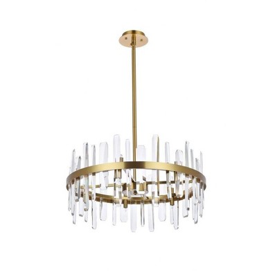 Satin Gold Crystal 14-Light Pendant Chandelier