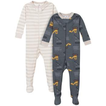 Gerber Baby Boys' Snug Fit Footed Cotton Pajamas - Dump Truck - 3 Months - 2-Pack
