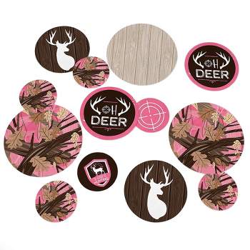 Big Dot of Happiness Pink Gone Hunting - Deer Hunting Girl Camo Baby Shower Birthday Party Giant Circle Confetti - Party Décor - Large Confetti 27 Ct