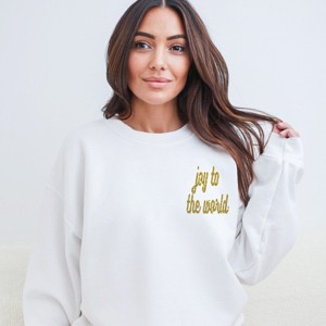 Simply Sage Market Embroidered Joy To The World Bold Cursive Sweatshirt - 1 of 4