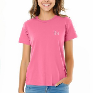Dalix Be Kind Embroidered Cotton Relaxed Fit Short Sleeve Crewneck Tee Shirt Women - 1 of 4
