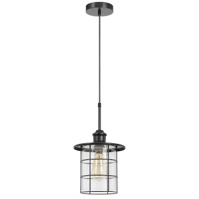 4.75" x 4.75" x 15" Silverton Metal and Glass Pendant with Matching Canopy Dark Bronze - Cal Lighting