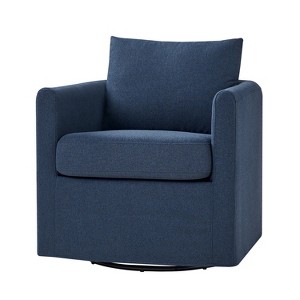 Bernhard Slipcovered Swivel Chair with textured fabric and flared armrests| HULALA HOME - 1 of 4