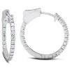 Pompeii3 1/2 Ct Diamond Inside Outside Hoops 14k White Gold Vault Lock 1" Tall - 2 of 4