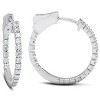 Pompeii3 1/2 Ct Diamond Inside Outside Hoops 14k White Gold Vault Lock 1" Tall - image 2 of 4