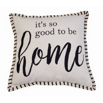 20"x20" Harriet "Good to be Home" Stitched Rope Pillow - Decor Therapy