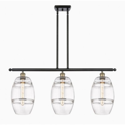 Vaz - 3 Light Stem Hung Island In Industrial Style-10.38 Inches Tall and 36 Inches Wide