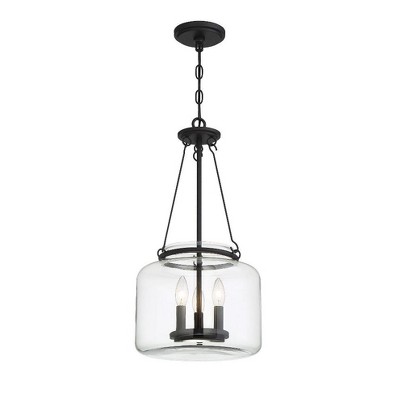 Akron Matte Black 3-Light Pendant with Clear Glass Shade