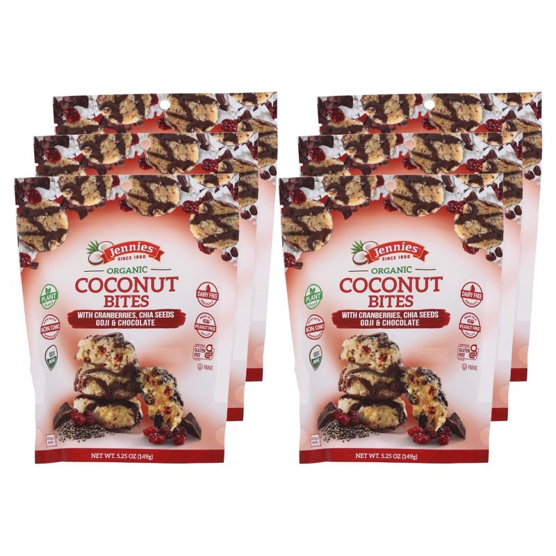 Jennies Cranberries, Chia Seeds, Goji, & Chocolate Coconut Bites - Case of 6/5.25 oz, 1 of 6