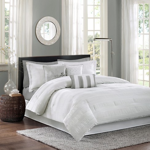 Lucky Brand Textured Woven 3 Piece King Comforter Set White