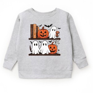 Halloween Bookshelf Ghosts - Toddler Graphic Sweatshirt and Youth Graphic Sweatshirt - 1 of 2