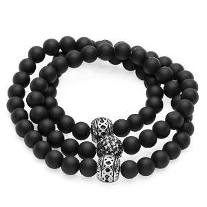 Steeltime Bracelet or Necklace two-way stretch black lava bracelet. Color Option: Silver, Gold - 1 of 3