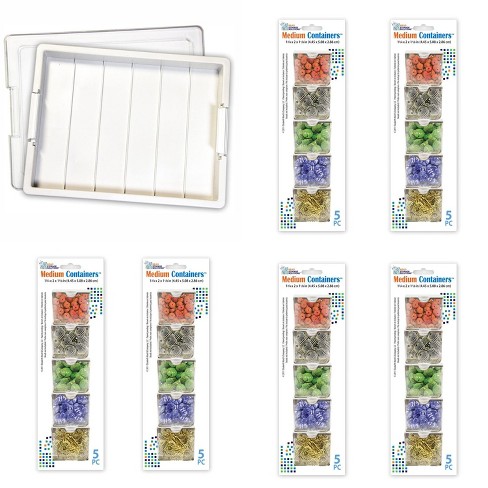 Bead Storage Solutions Assorted Glass And Clay Beads Set With Plastic  See-through Stackable Tray Organizer : Target