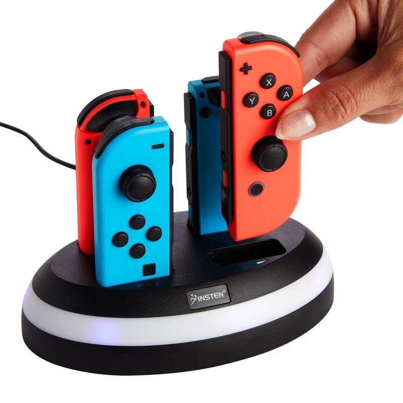 Insten 4-in-1 Charger for Nintendo Switch & OLED Model Joycon Controller, Joy Con Docking Station RGB Charging Dock Accessories, 4 of 10