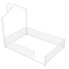 YOOCOZZ Metal House-shaped Platform Bed with Fence and Chimney Design - White - 3 of 4